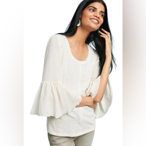 🔥ANTHROPOLOGIE! FOSTER BELL TOP! GORGEOUS IVORY, 3/4 BELL SLEEVES! BOHO! - Picture 3 of 16